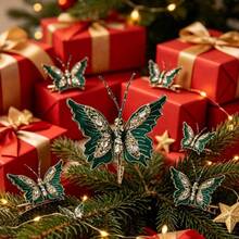 Artificial Butterfly Decorations With Clip Realistic 3D Sequins Butterfly - Green - View 2