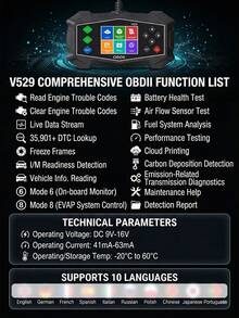 2026 Upgraded OBD2 Scanner Diagnostic Tool, Check Engine Lights And Clear Vehicle Trouble Codes With Professional Battery Start Test, Cloud Printing Enhanced Car Scanner For All Vehicles Since 1996 - Multicolor - View 6