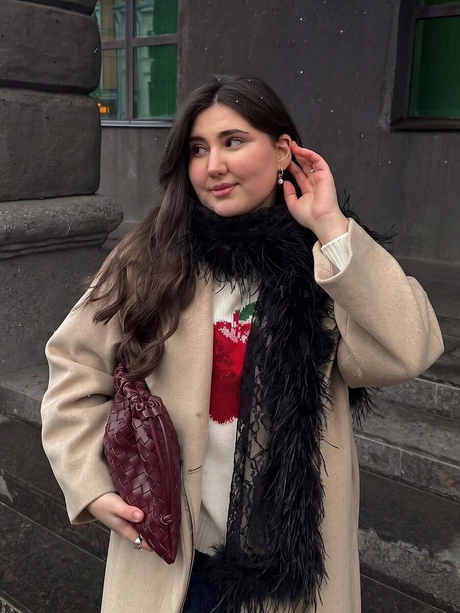 1PC Women's Elegant Party Plush Scarf, Fashion Luxury Fall Decor Wrap, Stola Cerimonia, Suitable For Autumn/Winter Matching, Attending Evening Parties And Weddings - Multicolor - View 1