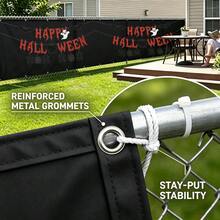 Dekorasi Halaman DIY Halloween, Layar Privasi Balkon, Layar Privasi Pagar Balkon + Bendera Halloween yang Dapat Dilepas, Dekorasi Penutup Teras dan Pagar yang Dapat Digunakan Kembali dengan Tali Pengikat - Hitam - Beraneka warna - View 4