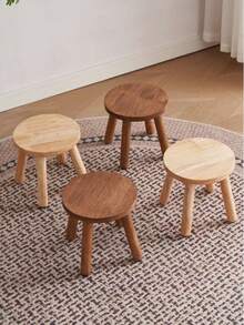 1pc Modern Solid Wood Round Stool, Indoor Plant Stand, Garden Bench, Mid-Century Style Plant Stool, Detachable Wooden Legs, Suitable For Plant Stand, Kitchen, Bathroom, Bedroom, Living Room - Multicolor - View 4
