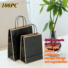 Halloween Christmas Gift 20/100pcs Small Kraft Paper Gift Bags With Handles, Kraft Paper Bags, Shopping Bags, Retail Bags, Gift Bags, Easy To Categorize, Convenient To Store, Suitable For Weddings, Party Gift Packaging - Vertical 15*8*21CM - View 11