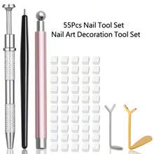 55Pcs Nail Art Tool Set Cat Eye Nail Styling Wand, Sponge Grab Pen With Replacement Sponge Manicure Salon Supplies - Multicolor - View 11