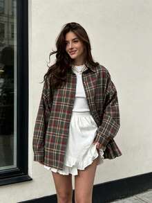 Women's New Vintage Plaid Long Sleeve Shirt, Casual Versatile Outerwear For Spring - Red Grid - View 3