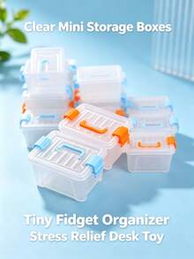 Colorful Buckle Mini Storage Bins, Stackable Clear Plastic Tiny Box, Portable Small Container For Jewelry Beads, Miniature Scene Decor, Fidget Relax Toy For Desk Decoration - Multicolor - View 7