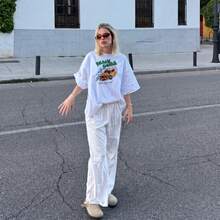 Unisex Oversized White Short-Sleeve Summer Graphic T-Shirt Ocean Boys Dont Cry Auto Flames Streetwear Urban Casual - White - View 4