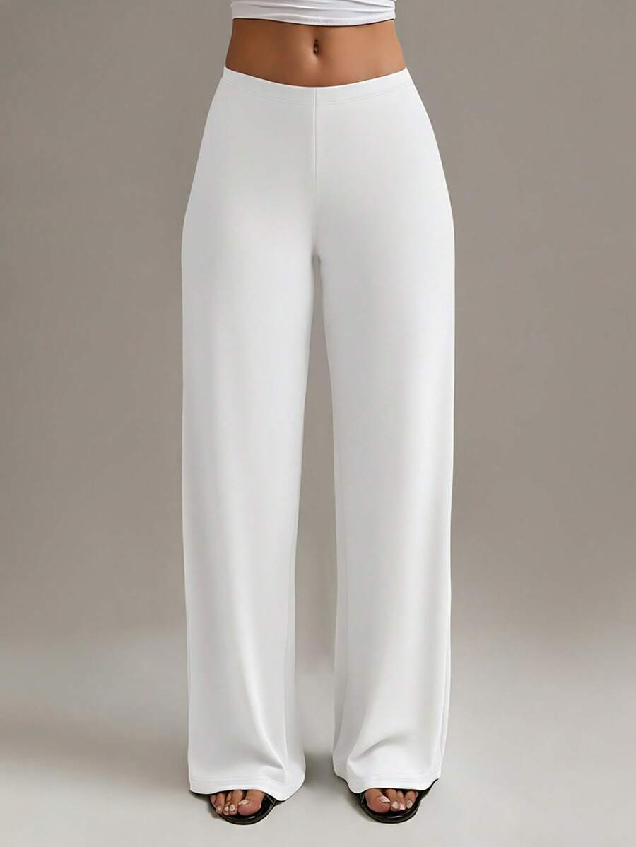 XLLAIS Women's Fashion High Waist Straight Leg Pants, Autumn/Winter Casual White Spring, Work To Weekend - White - View 1
