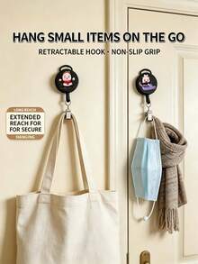 1pc Multi-Function Retractable Towel Clip, Automatic Rebound Retractable Hook Clip, Rag Hook, Bathroom No-Drill, Easy-Pull Rope Hand Towel Rack, Chinese Classic Novel Journey To The West Character Theme, Creative Pattern, Home Essential - Multicolor - View 6