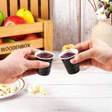 10/20pcs Gelas Pesta Mini, Gelas Kecil yang Dapat Digunakan Kembali, Gelas Shot untuk Permainan Pesta, Cocok untuk Camilan & Jus, Sempurna untuk Pesta Apa Pun - Hitam - View 4
