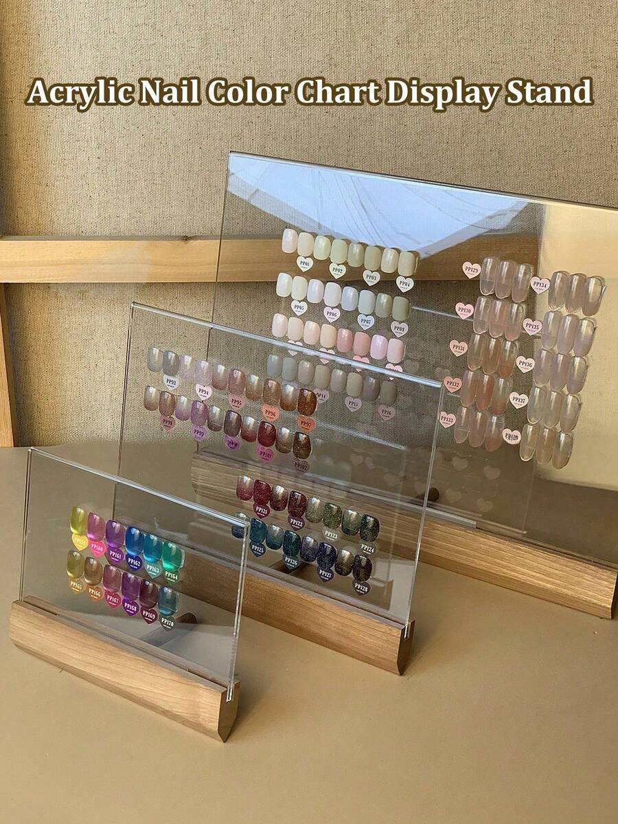 Klimonla 壓克力美甲指甲油展示板 透明設計 用於展示凝膠指甲油顏色 便攜式凝膠指甲油色號架 - 棕色 - 查看 1