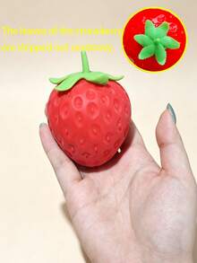 1PC Realistic Strawberry Squishy Toy, Soft Sensory Squeeze Ball For Stress Relief, Cute Fruit-Shaped Fidget Gadget, Kawaii Tactile Toy For Anxiety Calming, Durable TPR Mochi Sensory Prop, Fun Desktop Decoration, Party Gift For All Ages - Multicolor - View 7