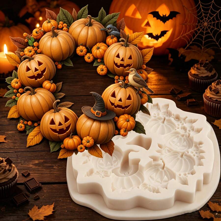 1PC Halloween Pumpkin Silicone Mold Chocolate Candy Cake Decorating Baking DIY Tool Non-Stick Clay Craft Tray