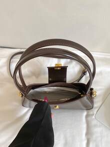 Vintage Baguette Underarm Bag For Women, High-End Gold Buckle Shoulder Crossbody Bag, Minimalist Texture, Versatile Commuter Handbag - Coffee - View 11