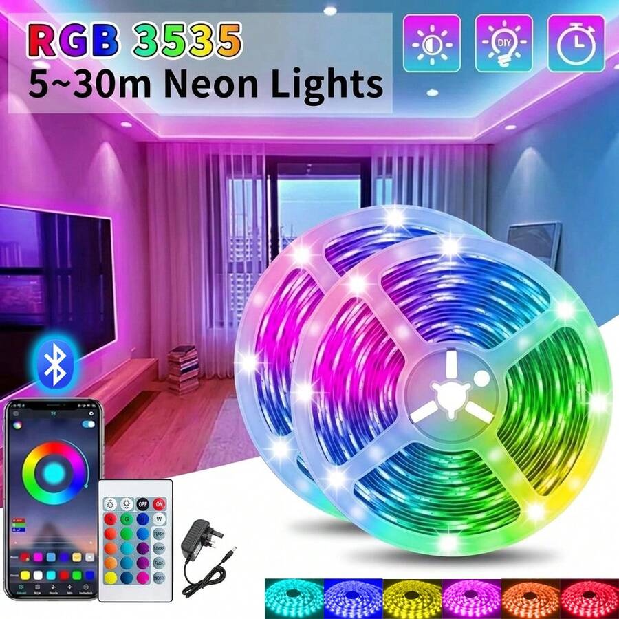 GHUSTAR RGB Decorative Ambiance Light Strip, Available In Various Lengths, Featuring Remote Or App Control And A Timer Function - Ideal For Holiday And Party Lighting And More