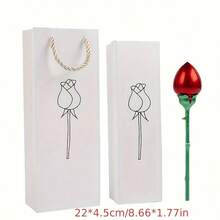 Rose-Shaped Automatic Opening & Closing Ring Jewelry Box, Creative Ring Box With Mechanical Button Switch, Romantic Gift Box For Proposal, Engagement, Valentine's Day, Birthday Gift And Decoration - A - View 11
