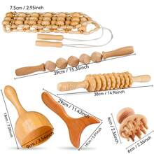 1/6pcs Wooden Massage Tool Set, Wooden Massager Set, Manual Massage Tools, Suitable For Legs, Waist, Shoulders, Arms, Back, Full Body Massage Tools, Wooden Massage Roller, Suitable For Home And Office - Apricot - View 10