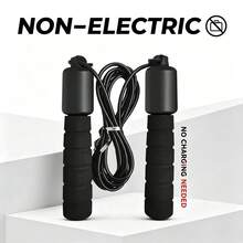 數位計數跳繩（非電動）－可調節長度 PVC 跳繩，可追蹤跳躍次數/時間/卡路里消耗，防滑人體工學手柄，適合居家健身房有氧運動/拳擊訓練/HIIT 訓練，成人與青少年健身器材 - 黑色 - 查看 8