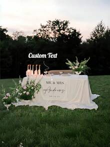 1pc Personalized Wedding Table Runner, Customizable Text, Suitable For Fashionable Wedding Reception And Special Occasions - Multicolor - View 2
