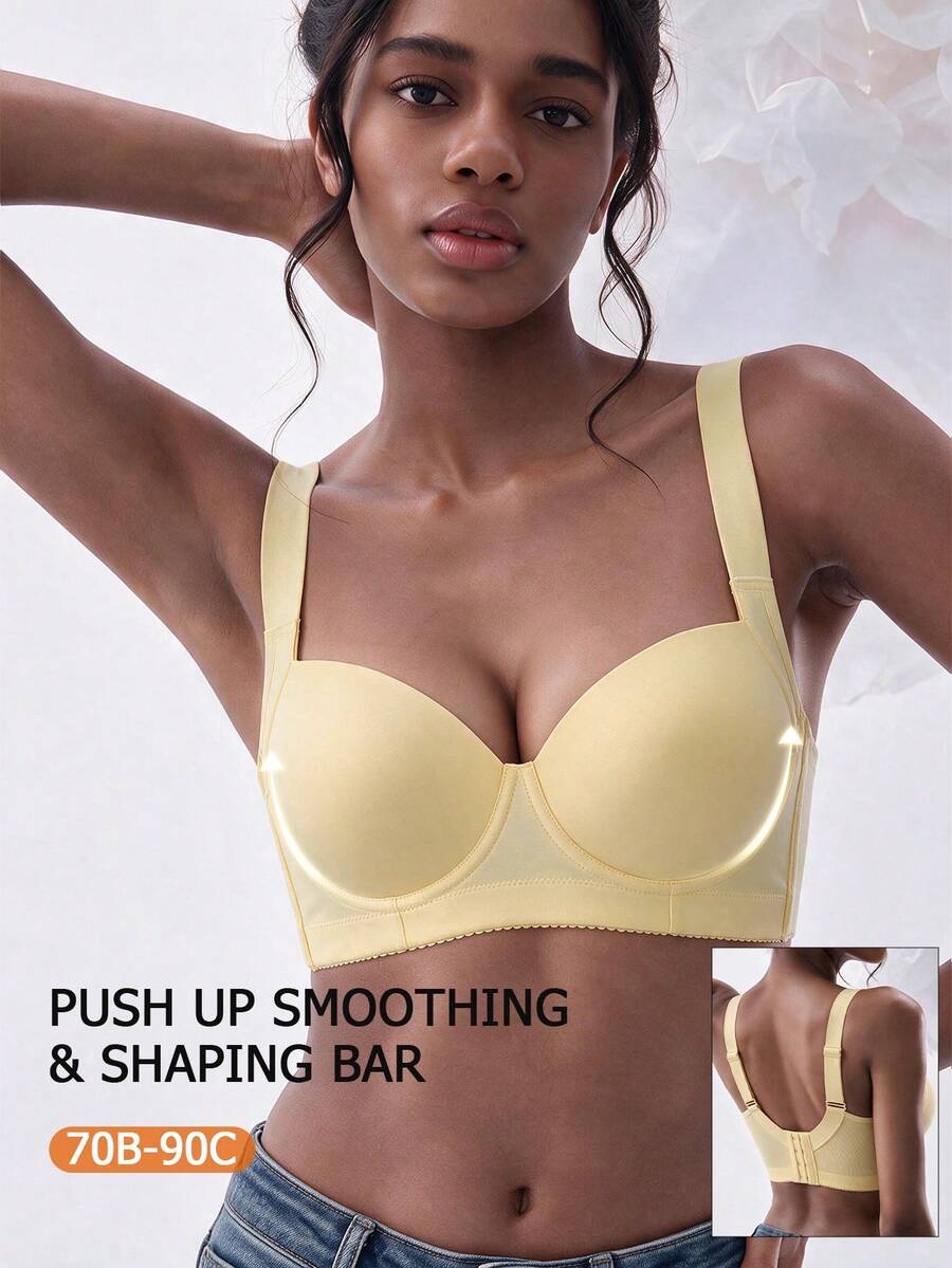 Women' S Solid Color Push Up Bra - Comfortable Fit, Full Coverage & Minimalist Design