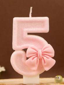 1pc Pink Bow Birthday Candle, Pink Glitter Sequin Decorated Number Candle 0-9, Romantic Gift For Best Friend, Mother, Girlfriend, Suitable For Birthday Party Cake Decoration, Creating Atmosphere, Christmas, Halloween Decoration, Baking Insert Decoration, Suitable For Girls, Children, Adults, Also Can Be Used For Ceremony Supplies, Gifts, Graduation Ceremony, Wedding And Other Occasions, Girl Photography Props, And Reliable - Multicolor - View 19
