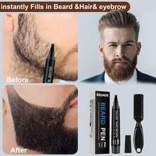 EELHOE Men's Sweat-Proof Waterproof Realistic Beard Filler Pen | Comes With Shaping Comb For Natural Thick Look | Black & Brown Dual Colors, Smudge-Proof All Day | Grooming Tool For Men - Multicolor - View 6