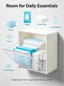 1/3pcs Wall-Mounted Storage Box, Cosmetic Organizer, Jewelry Box, No-Drill Storage Rack, For Organizing And Storing Dental Floss, Hair Ties, Hair Clips, Powder Puffs, Suitable For Home, Dorm, Bathroom Decor And Accessories, Back To School Supplies, Dorm Essentials - Multicolor - View 6