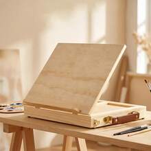 Portable Wooden Table Easel Box With Storage Folding Artist Easel Adjustable Drawers - A - View 3