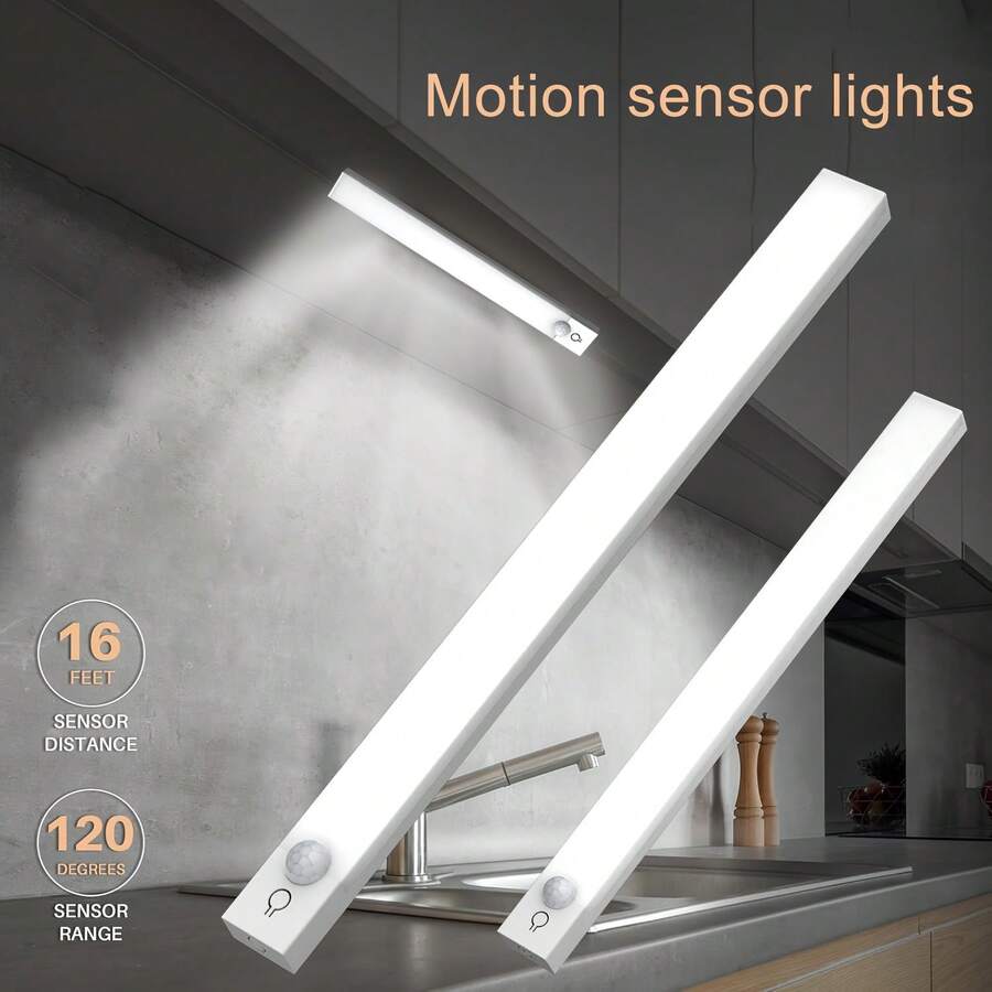 1pc Upgraded 3-Color USB Rechargeable Motion Sensor Night Light, Warm White/Cool White/3-Color, Suitable For Bedroom, Kitchen, Closet, Stairs, Hallway And Cabinet