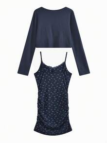 Sexy Lace Ditsy Floral Spaghetti Strap Dress, Fitted Atmosphere Dress For Women - Picture Color - View 6
