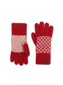 1pc Retro Color-Blocked Floral Pattern Knitted Gloves, Retro Mori Girl Style, Five-Finger Split Fit, Touchscreen Exposed Fingertips, Ribbed Cuffs, Suitable For Commuting, Outdoor Activities, And Everyday Life In Autumn And Winter. - Multicolor - View 16