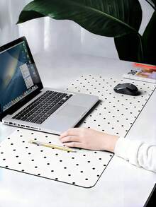 Black & White Small Polka Dot Premium Mouse Pad, Minimalist Office Desk Mat Keyboard Pad Simple Desktop Protector, Suitable For Office And Home Use - Thick Anti-Slip Keyboard Mouse Accessory, Multiple Sizes Available. Back To School Desktop Accessory, Office Supplies, Office Desk Accessory, Mouse Pad, Desktop Mouse Pad - Rectangle - View 4