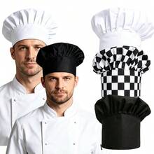 Adjustable Classic Chef Hat, Pleated Chef Hat, Unisex Breathable Tall Chef Hat, Suitable For Cafe, Restaurant, Kitchen - 1Pc - View 1