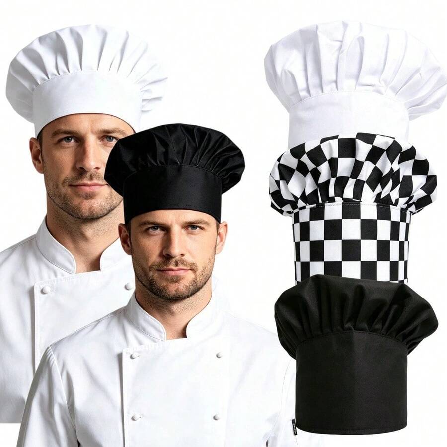 Adjustable Classic Chef Hat, Pleated Chef Hat, Unisex Breathable Tall Chef Hat, Suitable For Cafe, Restaurant, Kitchen - 1Pc - View 1