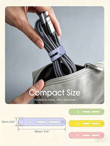 Reusable Silicone Cable Ties, Random Color, Self-Locking Durable Cable Organizers, Suitable For Charging Cables, Earphone Cables, Power Cables, Desktop, Car, Home, Office, Multi-Purpose Cable Management Ties - Multicolor - View 8