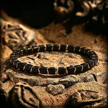 Business Style Square Tiger Eye Hematite Black Agate Beaded Bracelet, Spiritual Jewelry Symbolizing Triple Protection, Elastic Cord Jewelry Suitable For Daily Wear - Multicolor - View 3