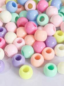 50pcs Acrylic Large Hole Round Solid Color Beads DIY Bracelet Necklace Phone Chain Pendant Tassel Dreamcatcher Jewelry Accessories - Multicolor - View 9