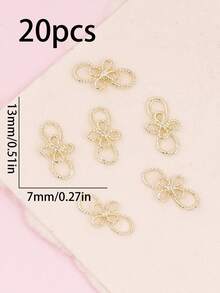 20pcs Bow Metal Nail Art Decorations, DIY Nail Accessories - Gold - View 5