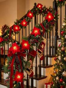 1 Buah Lampu Hias Natal Bunga Merah, Panjang 87,7 Inci (Sekitar 2,1 Meter), Lampu Dekoratif Natal Merah, Dengan 10 Lampu Bunga Merah Besar LED, Lampu Hias Gantung, Digunakan Untuk Pesta Festival, Jendela, Dekorasi Ulang Tahun Keluarga, Pernikahan, Dekorasi Meja - Merah - View 9