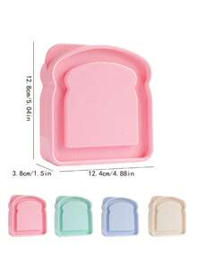 1-2pcs Portable Bamboo Fiber Lunch Box, For Toast, Bread, And Sandwiches, Suitable For School, Back To School, Or As A Christmas Gift - Multicolor - View 6