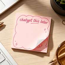 1/4pcs Cute Vintage Burgundy Curly Hair Doll Square Sticky Notes, Vintage Plush White Pom Pom Earrings, Humorous Stationery, Suitable For Students Office Daily Planning, Funny Gift, Desktop Decor And Workplace Memo Pads - one-size - View 9