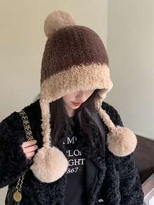 Women's Winter Pom Pom Hat, Fashion Ear Protection Design, Plush Lining Warm Hat, Christmas Halloween Thanksgiving Holiday Gift - Multiple Styles - View 4