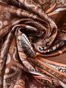 1pc Paisley Pattern Bohemian Polyester (Polyester) 90cm Satin Square Scarf, All Season Wear, Hair Band, Bag Decoration And Belt, Multi-Functional Fashion Accessory - Multicolor - View 8