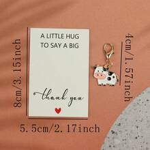 5pcs Cute Little Cow & Flower Keychains, Includes Thank You Card, Durable Alloy Pendant, Suitable For Birthday, Wedding, Anniversary, Christmas, Thanksgiving Gifts, Animal Lovers - Multicolor - View 8