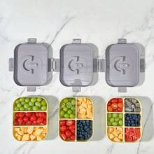 Bento Box Adult, Microwaveable Leak-Proof Lunch Box, Divided Small Lunch Containers With Lids, PP Fruit Containers For Lunch Box, Salad Container For Lunch, Flat Compartment Food Storage Box With Handle For School Student - Multicolor - View 4