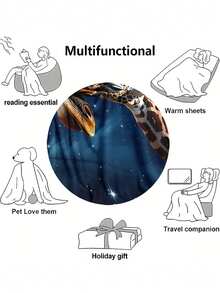 Soft & Comfortable 280gsm Blanket, Animal & Floral Print Pattern, Outdoor Camping Leisure Blanket, Multi-Purpose Blanket For Sofa, Bed And More, Suitable For Home, Picnic, Travel, All Seasons Comfort, Modern Style, Polyester, Machine Washable - Multicolor - View 6