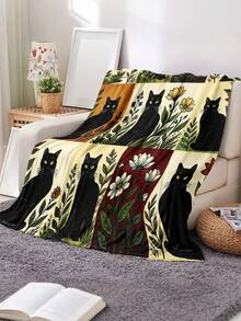 Soft And Comfortable 280gsm Blanket, Animal And Floral Print Pattern, Outdoor Camping Leisure Blanket, Multi-Purpose Blanket For Sofa, Bed And More, Suitable For Home, Picnic, Travel, All Seasons Comfort, Modern Style, Polyester, Machine Washable - Multicolor - View 2