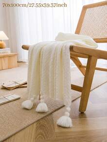 1pc Personalized Script Embroidery Knitted Blanket, Custom Text Tassel Trim Knit Throw, Multi Color Selection, Decorative Bedding Cover, Ideal Holiday Gift For Housewarming, For Partners, Close Friends, Family Members - Multicolor - View 12