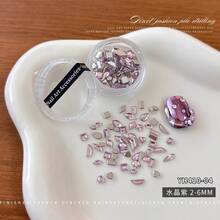 40pcs Flat Back Rhinestones Nail Art Decor, Sparkling K9 Mixed Heart, Water Drop, Irregular Shaped Rhinestones Nail Decoration, Glitter Nail Art Accessories - Multicolor - View 12