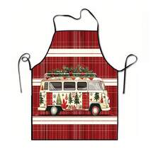 1pc Christmas Santa Claus, Christmas Bell, Christmas Snowflake, Christmas Reindeer, Christmas Tree, Christmas Snowman, Christmas Penguin, Christmas Cartoon Animal Pattern Chef Apron, Apron, Suitable For Home Decor And Kitchen Use. Made Of 100% Polyester Material, Designed As Sleeveless Style, Perfect For Home Kitchen, Outdoor BBQ Cooking. This Printed Apron Is Unisex, Machine Washable And Reusable, A Kitchen Essential - Multicolor - View 14