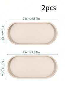 1 Pack / 2 Packs Silicone Vanity Tray, Oval Bathroom Counter Organizer Tray, Waterproof Decorative Storage Tray For Perfume, Skincare, Jewelry And Toiletries - Multicolor - View 22